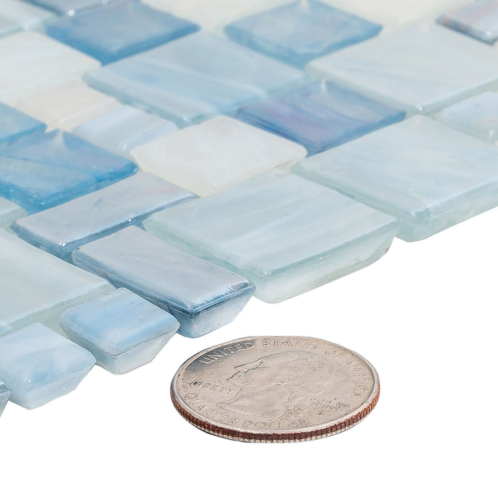 Light Blue 12x12 Glossy Square Glass Mosaic Tile (10 pack, 10.85 sq ft/case)