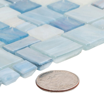 Light Blue 12x12 Glossy Square Glass Mosaic Tile (10 pack, 10.85 sq ft/case)