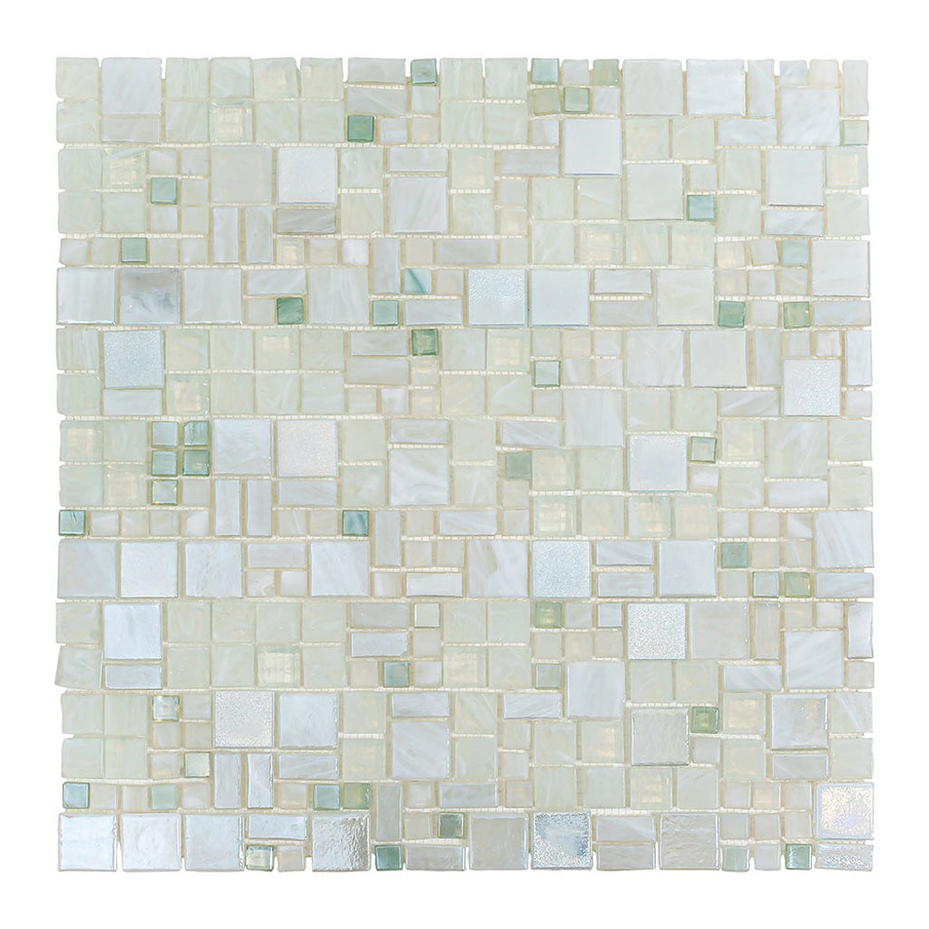 Pearl White 12x12 Glossy Square Glass Mosaic Tile (10 pack, 10.85 sq ft/case)