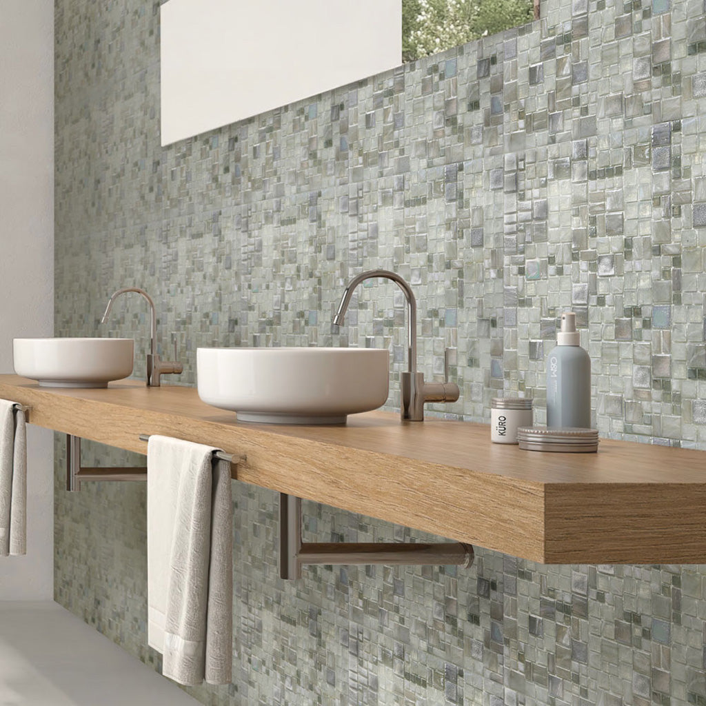 Pearl White 12x12 Glossy Square Glass Mosaic Tile (10 pack, 10.85 sq ft/case)