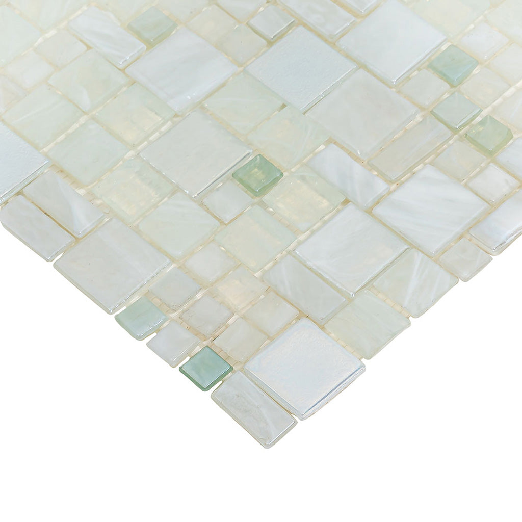 Pearl White 12x12 Glossy Square Glass Mosaic Tile (10 pack, 10.85 sq ft/case)