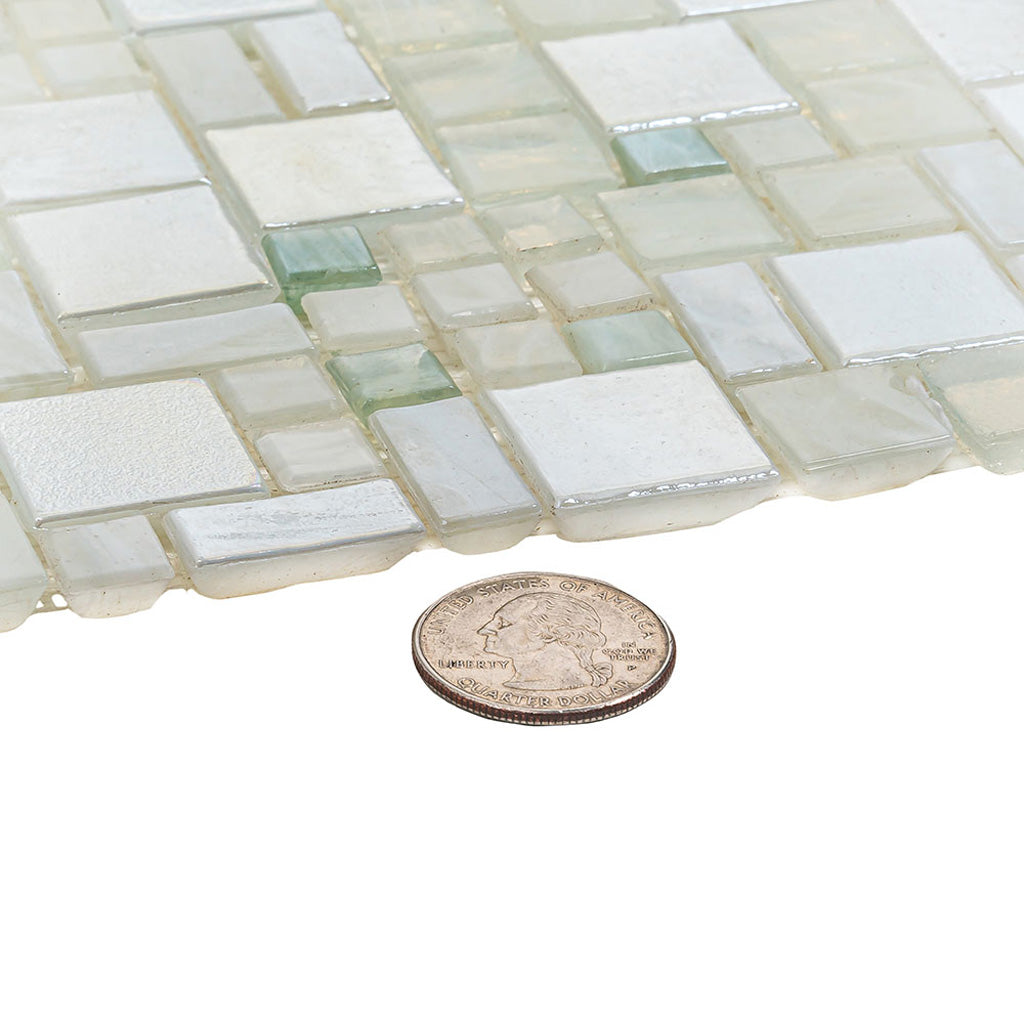 Pearl White 12x12 Glossy Square Glass Mosaic Tile (10 pack, 10.85 sq ft/case)
