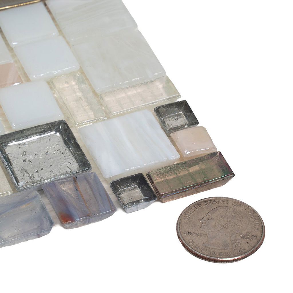 White Beige 12x12 Glossy Square Glass Mosaic Tile (10 pack, 10.85 sq ft/case)