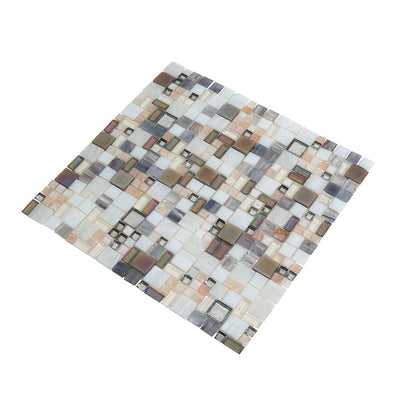White Beige 12x12 Glossy Square Glass Mosaic Tile (10 pack, 10.85 sq ft/case)