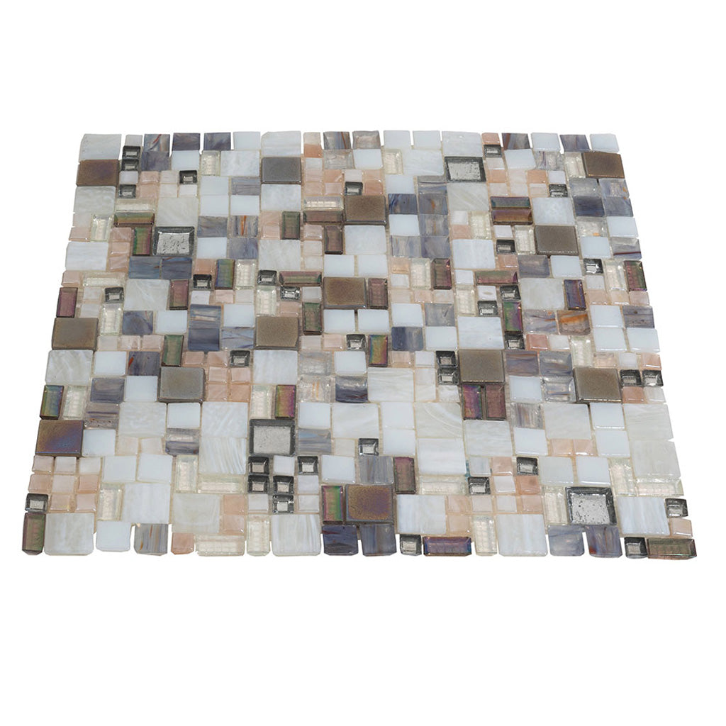 White Beige 12x12 Glossy Square Glass Mosaic Tile (10 pack, 10.85 sq ft/case)