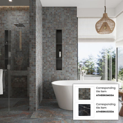 Midnight Gray with Burnt Amber 32x32 Matte Square Porcelain Large Format Tile (2 pack, 13.78 sq ft/case)