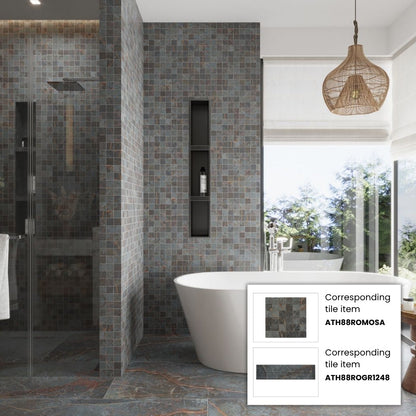 Slate Gray with Molten Copper 12x48 Matte Porcelain Large Format Tile (3 pack, 11.63 sq ft/case)