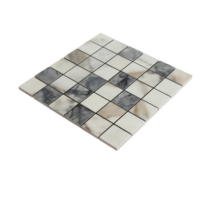 Classic White with Gray 12x12 Matte Square Porcelain Mosaic Tile (11 pack, 10.76 sq ft/case)