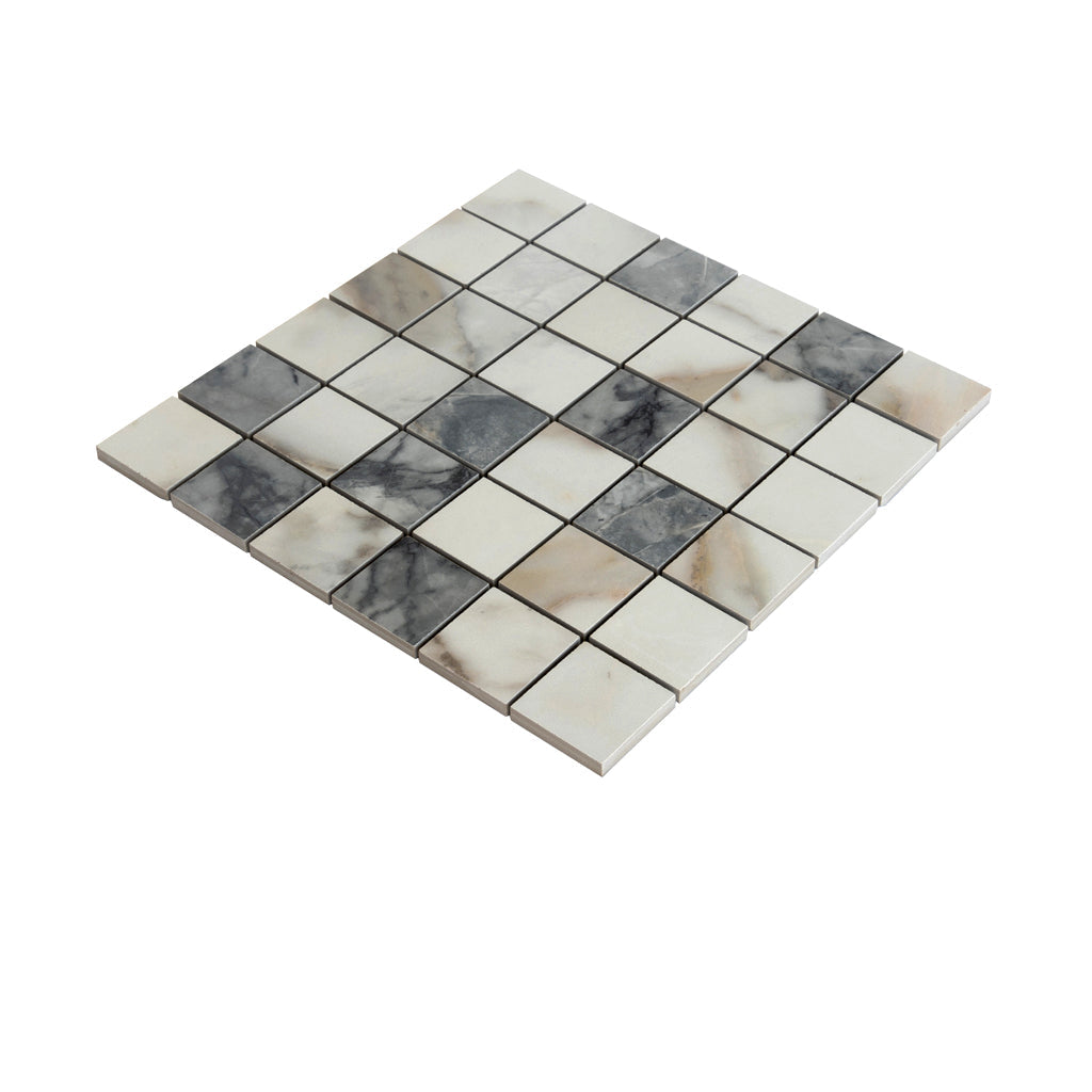 Classic White with Gray 12x12 Matte Square Porcelain Mosaic Tile (11 pack, 10.76 sq ft/case) - Sample