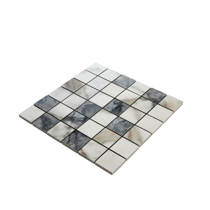 Classic White with Gray 12x12 Matte Square Porcelain Mosaic Tile (11 pack, 10.76 sq ft/case) - Sample