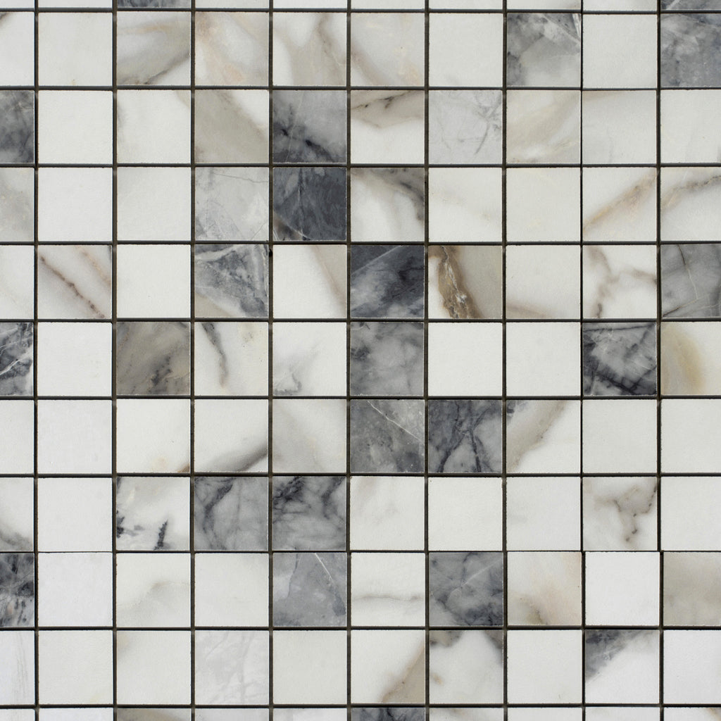 Classic White with Gray 12x12 Matte Square Porcelain Mosaic Tile (11 pack, 10.76 sq ft/case) - Sample