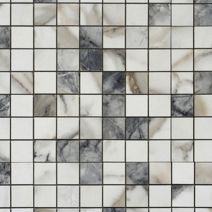 Classic White with Gray 12x12 Matte Square Porcelain Mosaic Tile (11 pack, 10.76 sq ft/case) - Sample