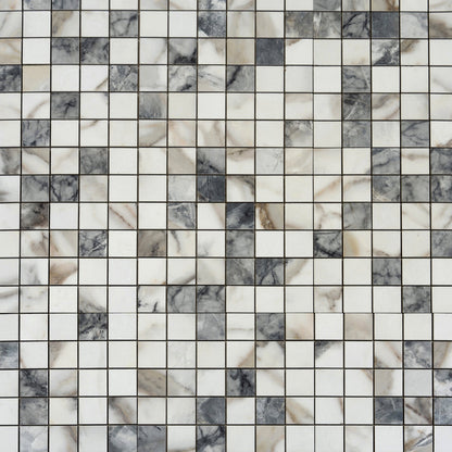 Classic White with Gray 12x12 Matte Square Porcelain Mosaic Tile (11 pack, 10.76 sq ft/case) - Sample