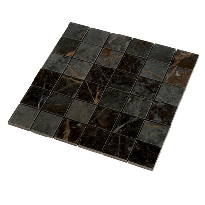 Dark Gray Blue Orange Vein 12x12 Matte Square Porcelain Mosaic Tile (11 pack, 10.76 sq ft/case) - Sample