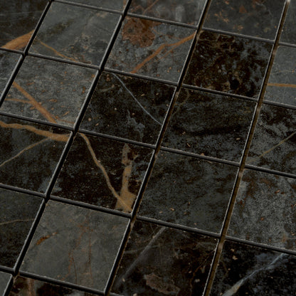 Dark Gray Blue Orange Vein 12x12 Matte Square Porcelain Mosaic Tile (11 pack, 10.76 sq ft/case) - Sample