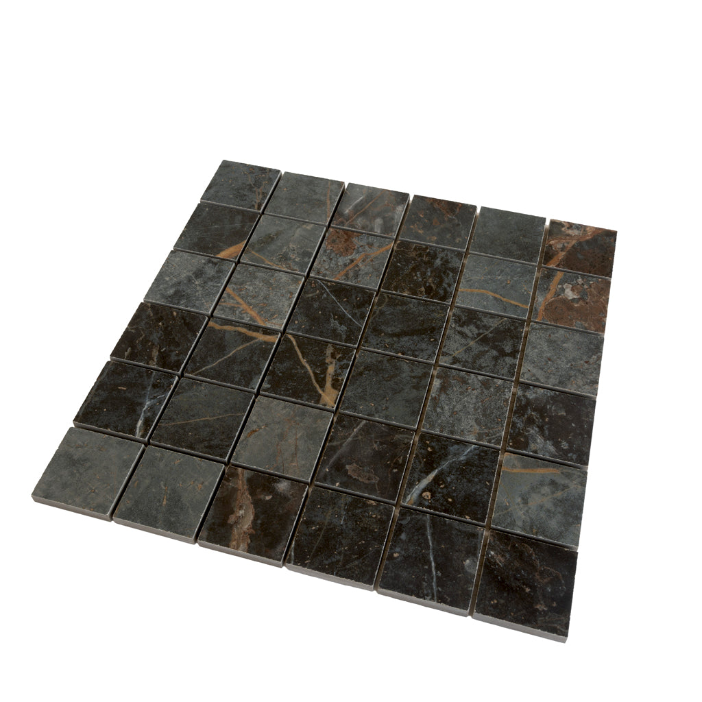 Dark Gray Blue Orange Vein 12x12 Matte Square Porcelain Mosaic Tile (11 pack, 10.76 sq ft/case) - Sample