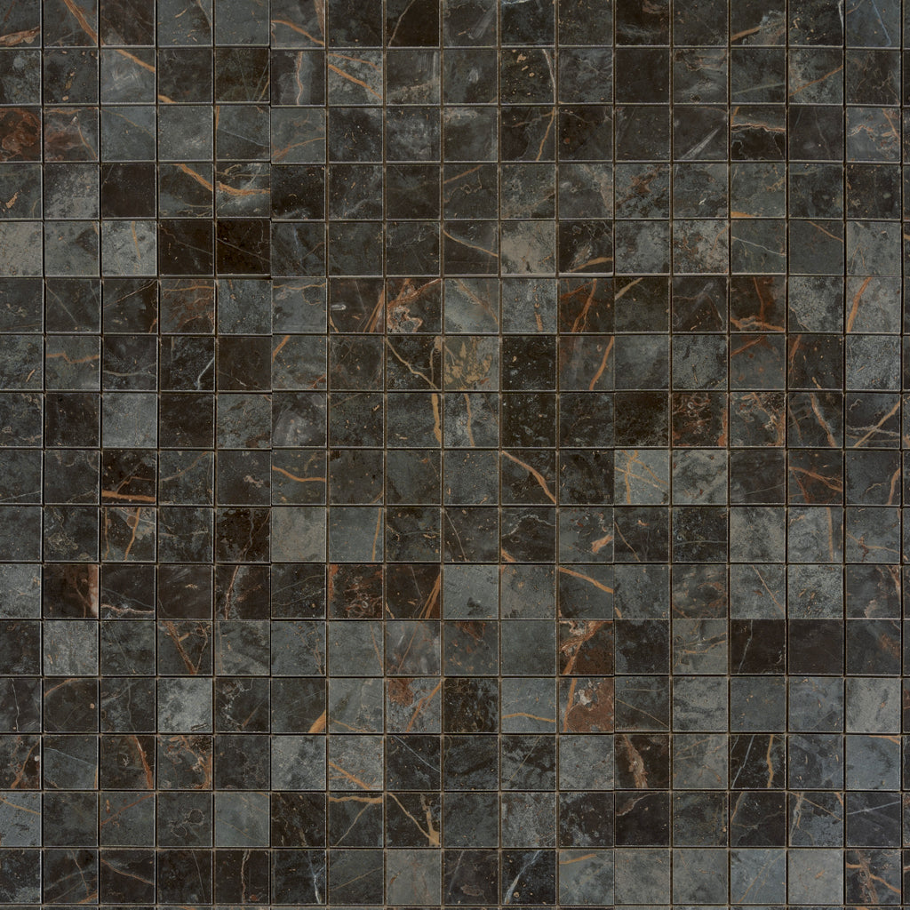 Dark Gray Blue Orange Vein 12x12 Matte Square Porcelain Mosaic Tile (11 pack, 10.76 sq ft/case) - Sample