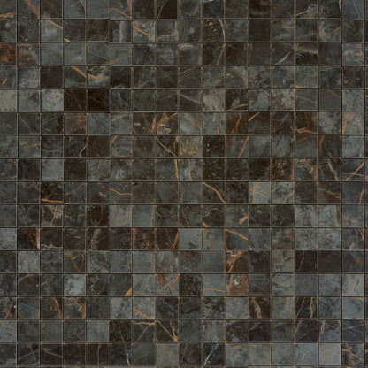 Dark Gray Blue Orange Vein 12x12 Matte Square Porcelain Mosaic Tile (11 pack, 10.76 sq ft/case) - Sample
