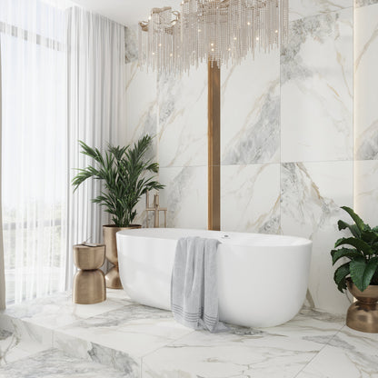 Soft White with Light Gray 24x48 Matte Porcelain Large Format Tile (2 pack, 15.5 sq ft/case)
