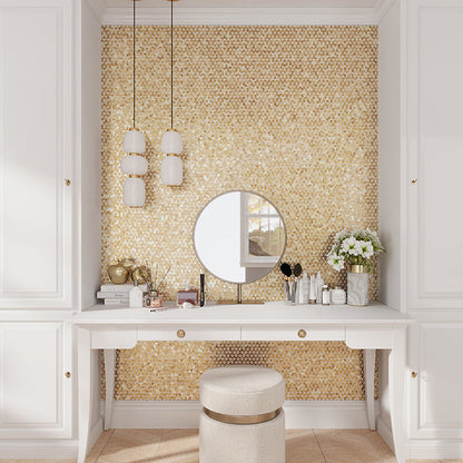 Shimmer Gold 12x12 Glossy Uniform Triangle Glass Mosaic Tile (10 pack, 10.34 sq ft/case)