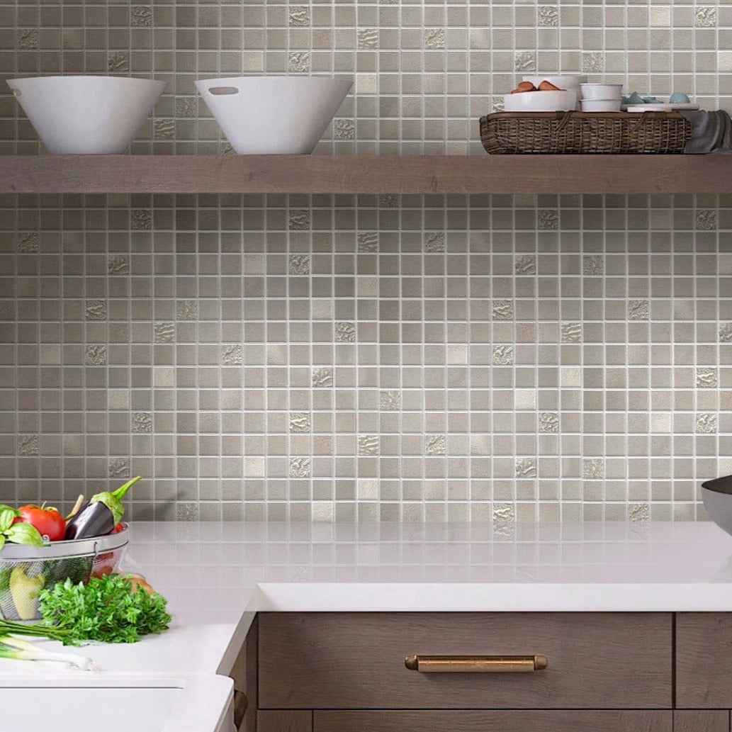 Smoke White 12x12 Matte Field Ceramic Mosaic Tile (10 pack, 10.68 sq ft/case) - Sample