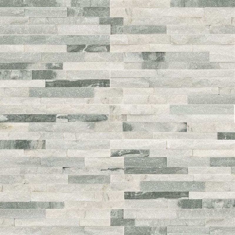 Alaska gray marble splitface mini ledger panel 4.5x16 LPNLMALAGRY4 multi tile top view