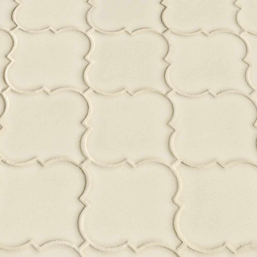 MSI Antique White Arabesque Polished Ceramic Mosaic Wall Tile 10.83"x15.5"