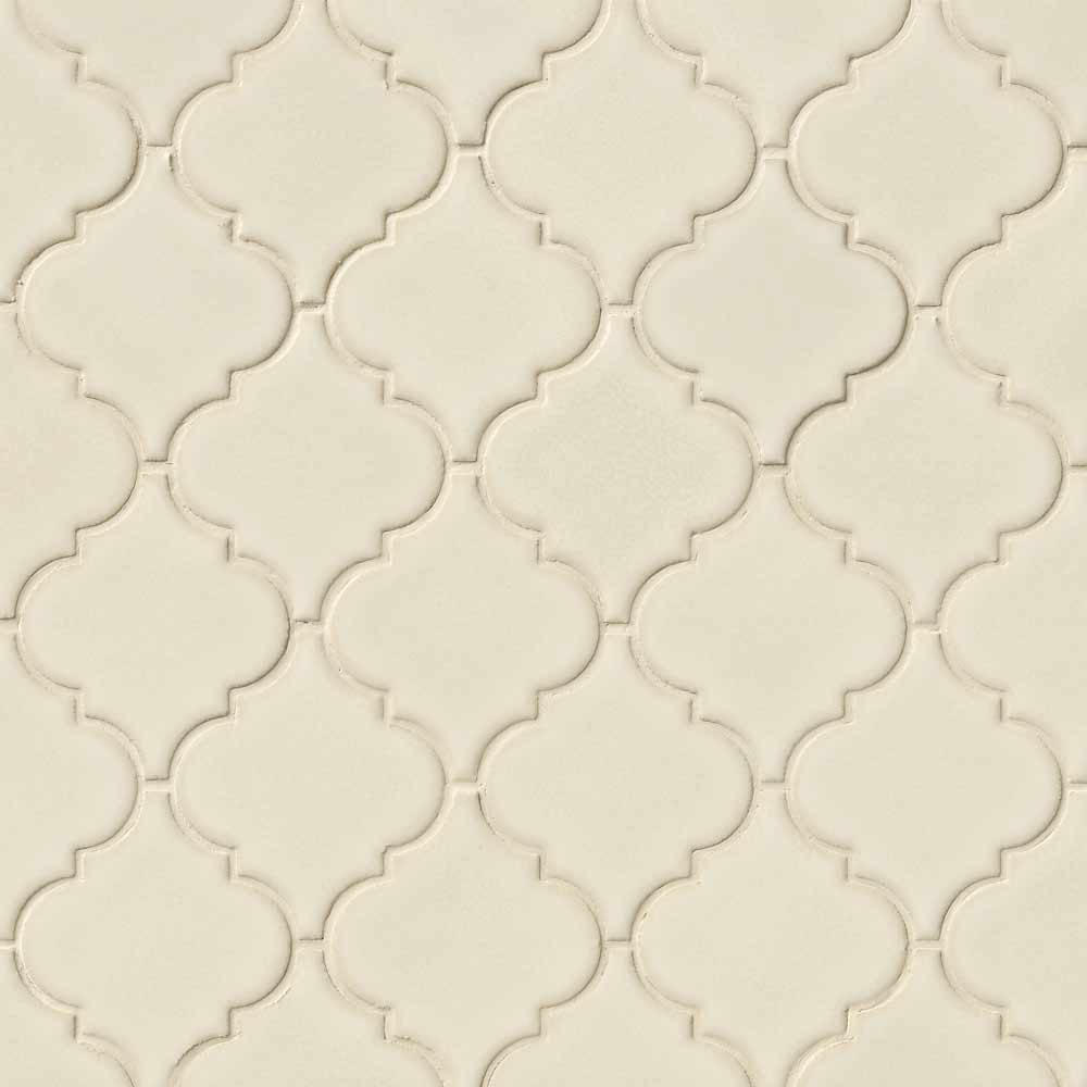 MSI Antique White Arabesque Polished Ceramic Mosaic Wall Tile 10.83"x15.5"