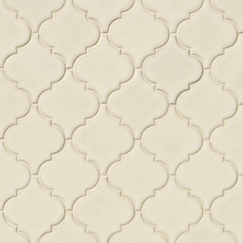 MSI Antique White Arabesque Polished Ceramic Mosaic Wall Tile 10.83"x15.5"