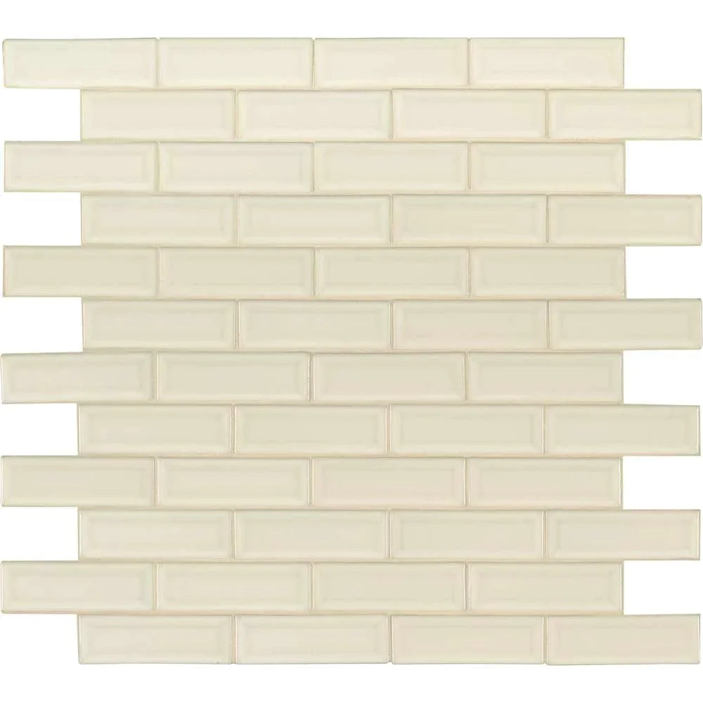 MSI Antique White Beveled Glossy Ceramic Mosaic Wall Tile 2"x6"