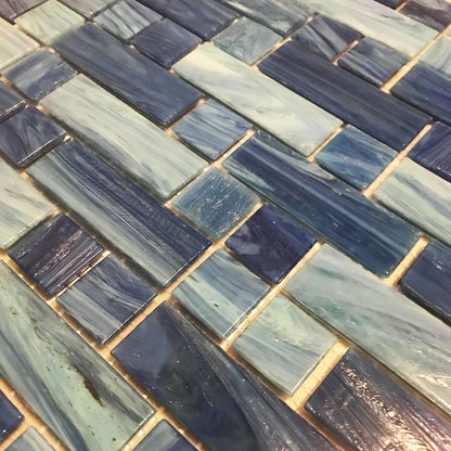 Aquatica Aegean 1"x1" & 1"x3" Glass Mosaic Tile 11.75"x12" - Dash Collection