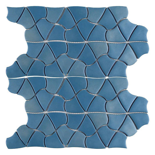 Aquatica Blue Orchid Glass Mosaic Tile 10.25"x12" - Aloha Collection