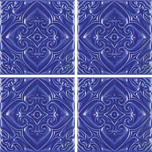 Aquatica Atlantico Blu Deco Porcelain Pool Tile 6"x6" - Melange Collection