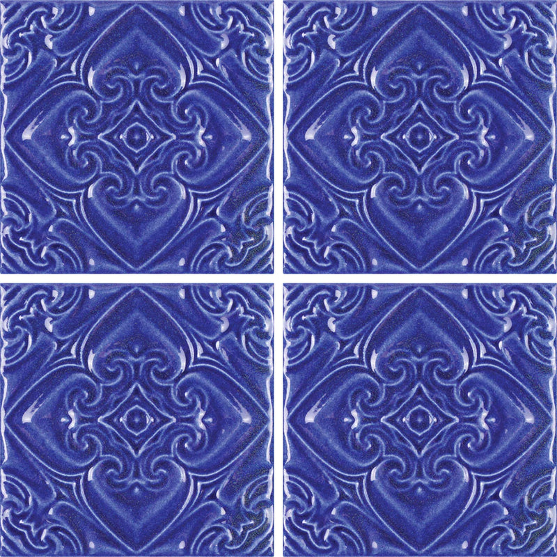 Aquatica Atlantico Blu Deco Porcelain Pool Tile 6"x6" - Melange Collection