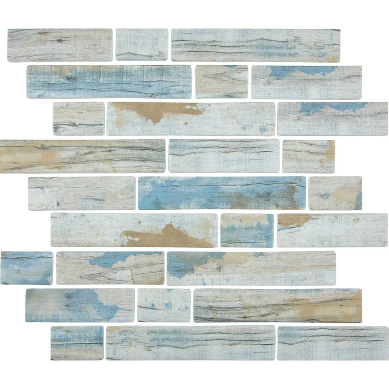 Aquatica Bay Multi Linear Glass Mosaic Tile 11.75"x11.5" - Bark Collection