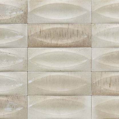 Aquatica Beige 3D Egg Deco Glossy Porcelain Pool Tile 3"x8" - Gleeze Collection