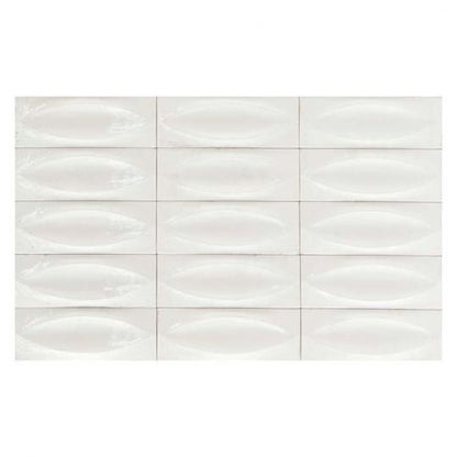 Aquatica Bianco 3D Egg Deco Glossy Porcelain Pool Tile 3"x8" - Gleeze Collection