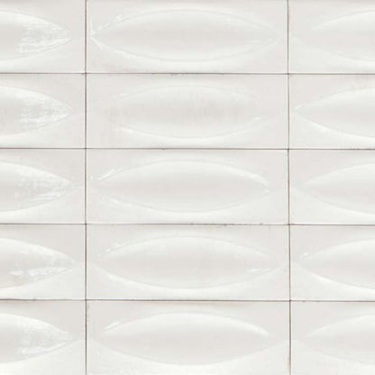 Aquatica Bianco 3D Egg Deco Glossy Porcelain Pool Tile 3"x8" - Gleeze Collection