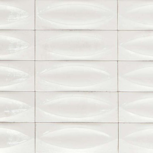 Aquatica Bianco 3D Egg Deco Glossy Porcelain Pool Tile 3"x8" - Gleeze Collection