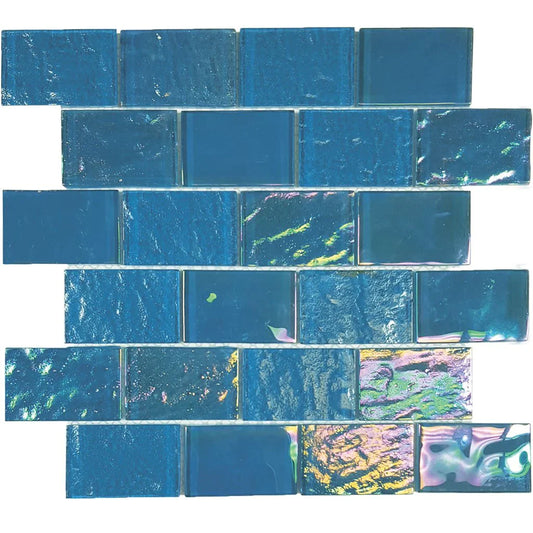 Aquatica Bimini Blue 2"x3" Glass Mosaic Tile 11.50"x11.75" - Nautical Collection