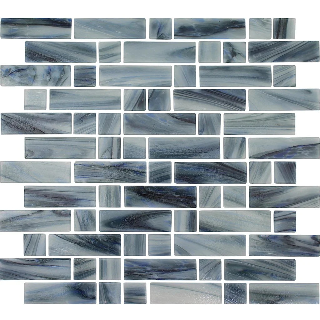 Aquatica Biscay 1"x1" & 1"x3" Glass Mosaic Tile 11.75"x12" - Dash Collection