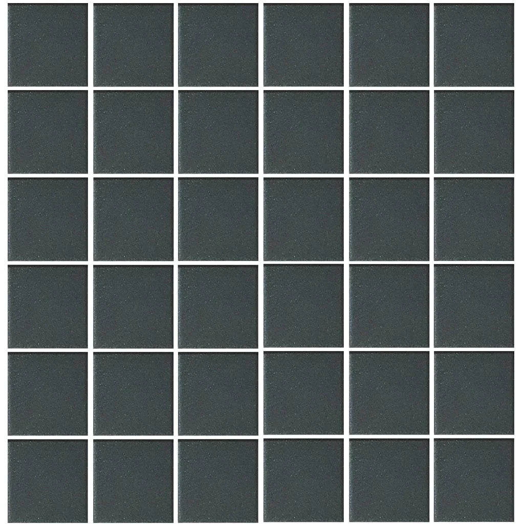 Aquatica Black 2"x2" Porcelain Mosaic Pool Tile 12"x12" - Unglazed Collection