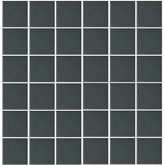 Aquatica Black 2"x2" Porcelain Mosaic Pool Tile 12"x12" - Unglazed Collection