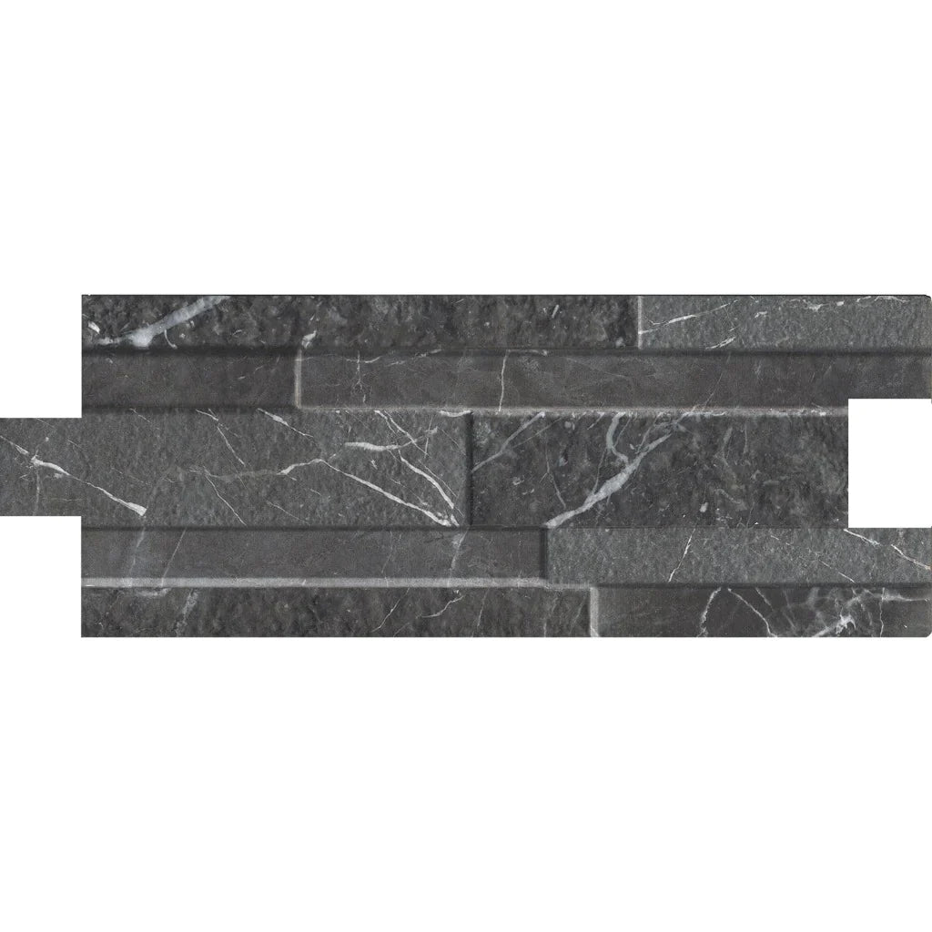 Aquatica Black Ledgerstone Porcelain Wall Tile 6.25"x15.75" - Marmi Collection