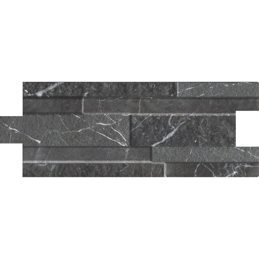 Aquatica Black Ledgerstone Porcelain Wall Tile 6.25"x15.75" - Marmi Collection