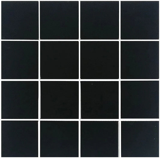 Aquatica Black Solid Glass Mosaic Tile 12"x12" - Crystal Collection