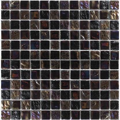 Aquatica Blackstone 1"x1" Linear Glass Mesh Tile 11.75"x11.75" - Treasure Collection