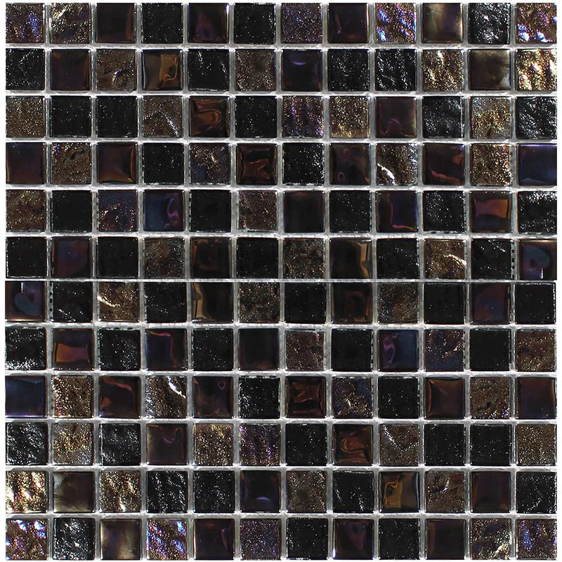 Aquatica Blackstone 1"x1" Linear Glass Mesh Tile 11.75"x11.75" - Treasure Collection
