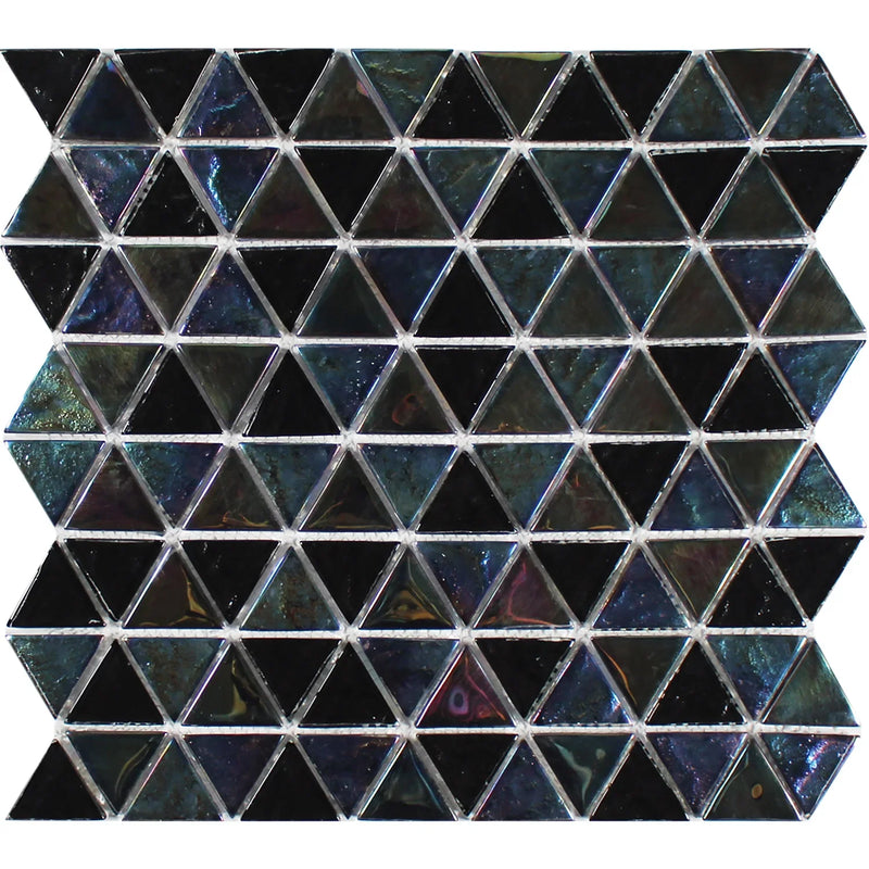 Aquatica Blackstone Glass Mosaic On Mesh Tile 11.75"x11.75" - Triangle Collection