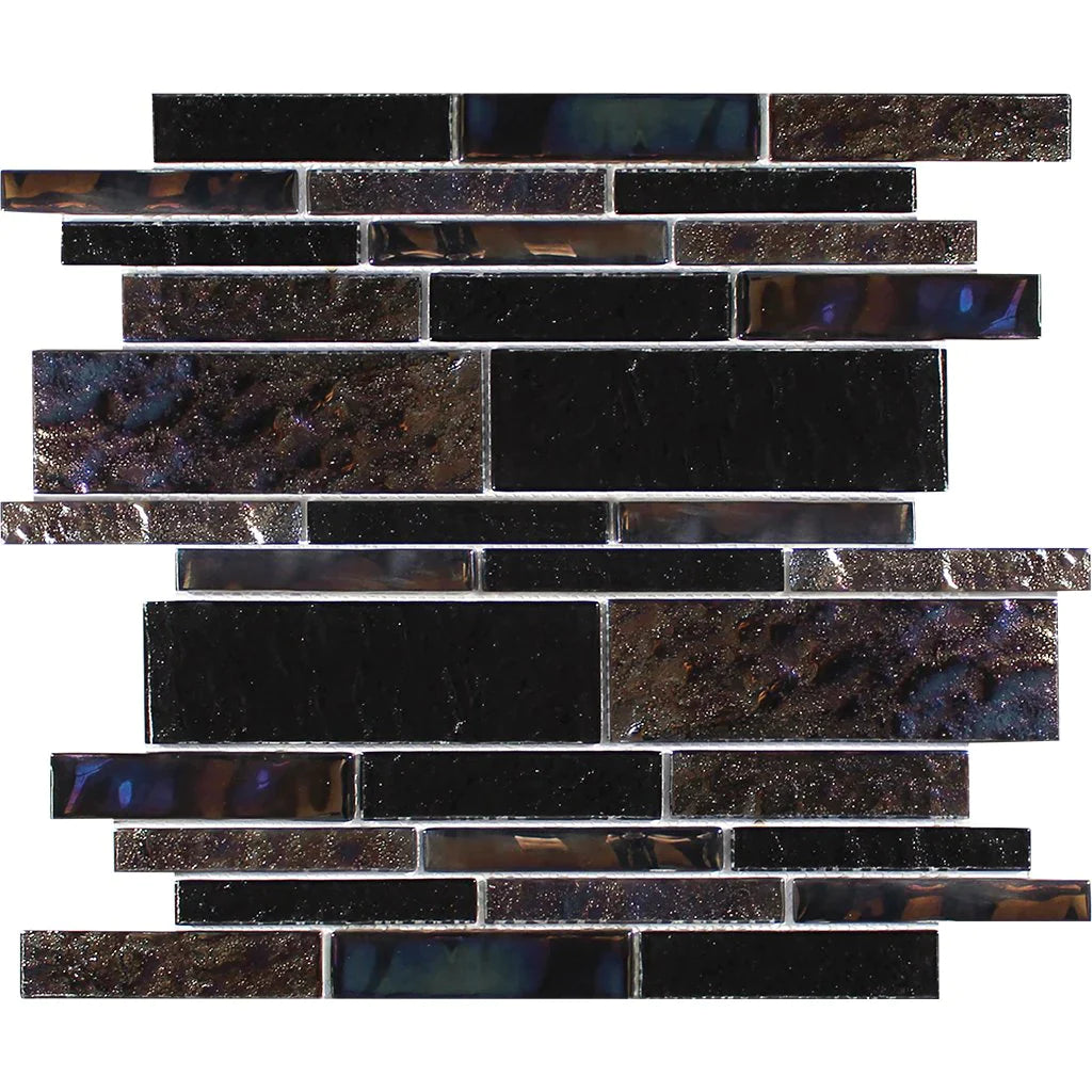 Aquatica Blackstone Linear Glass Mesh Tile 11.75"x11.75" - Treasure Collection